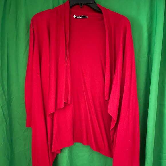 DKNY L Ladies Red Long Sleeve 55% cotton, 22% Rayon, 20% nylon, 3% cashmere - Picture 1 of 5